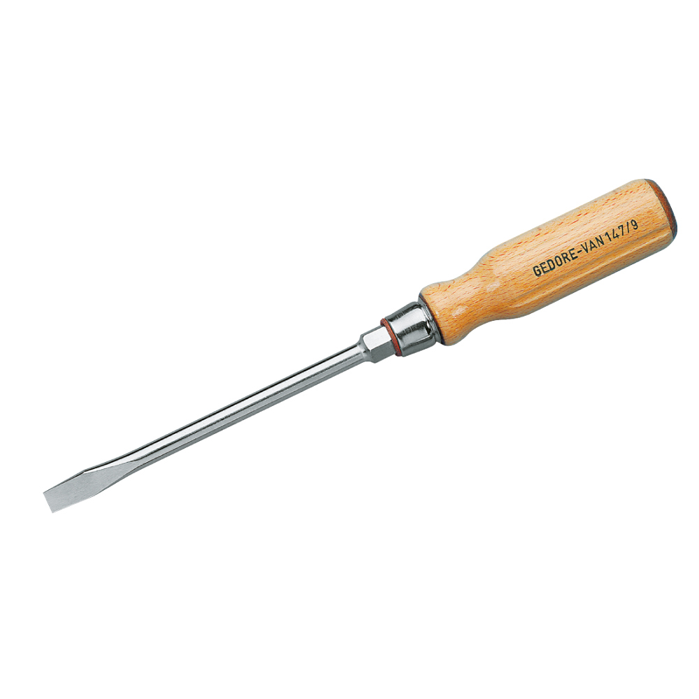 Screwdriver with wooden handle