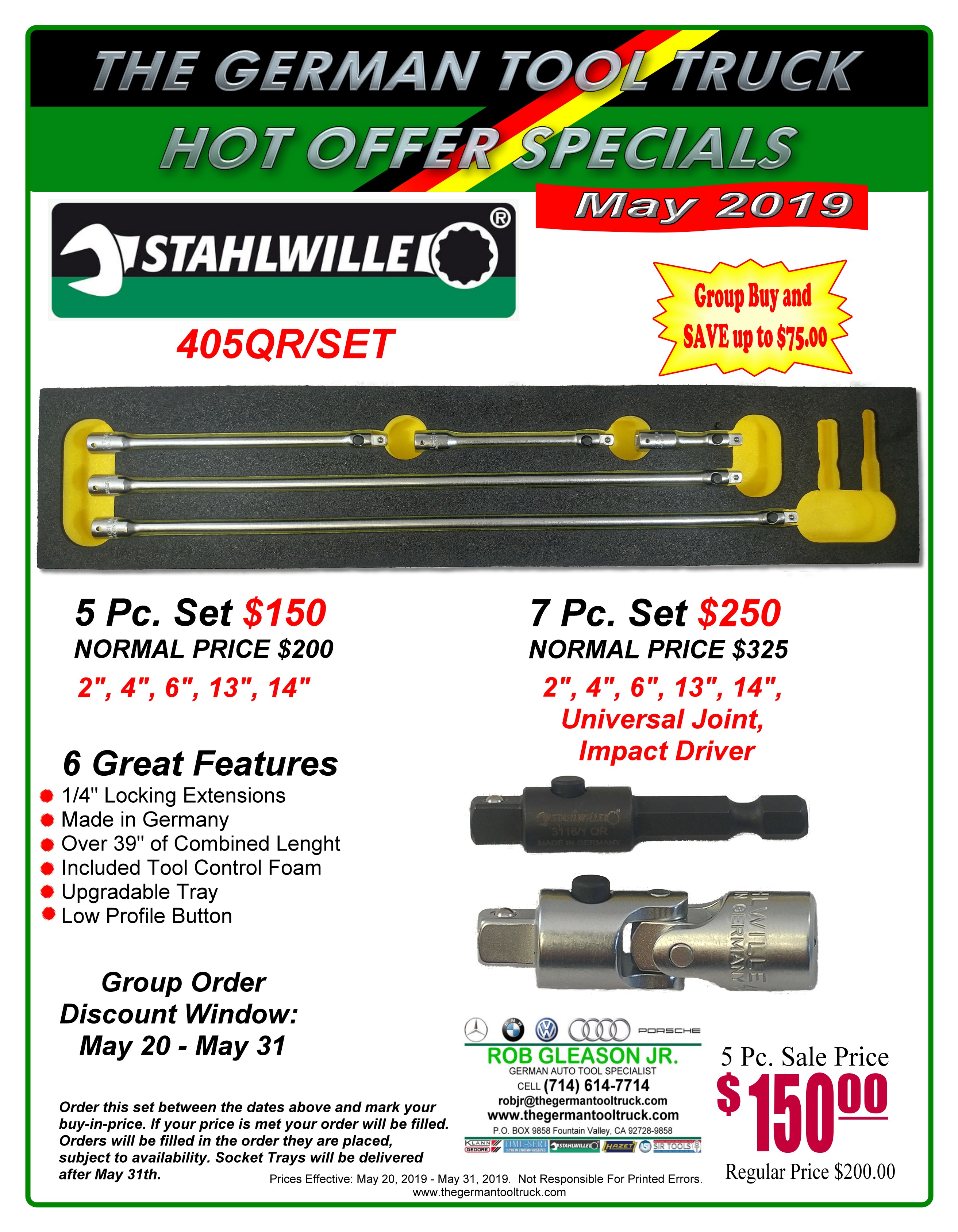 Stahlwille 405qr 7 1 4 Locking Extension Set Thegermantooltruck Com